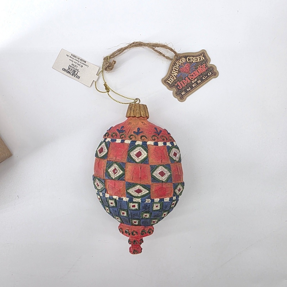 VTG Heartwood Creek Jim Shore Red Orange Squares Hanging Ornament‎ 118704